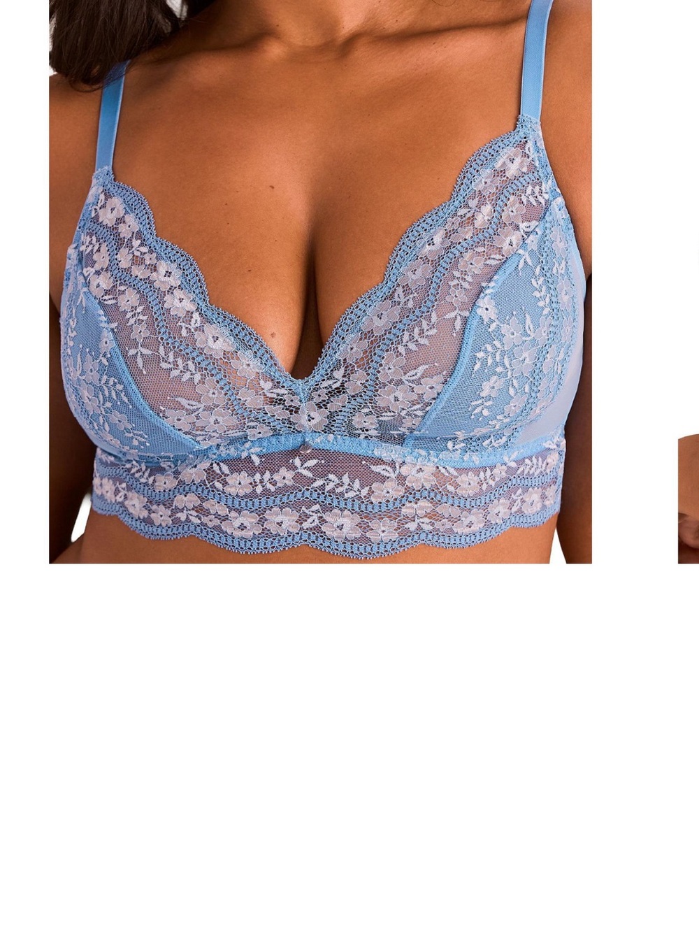 Adore Me Sky Blue Lace Bralette with Scalloped Band Medium Blue XL